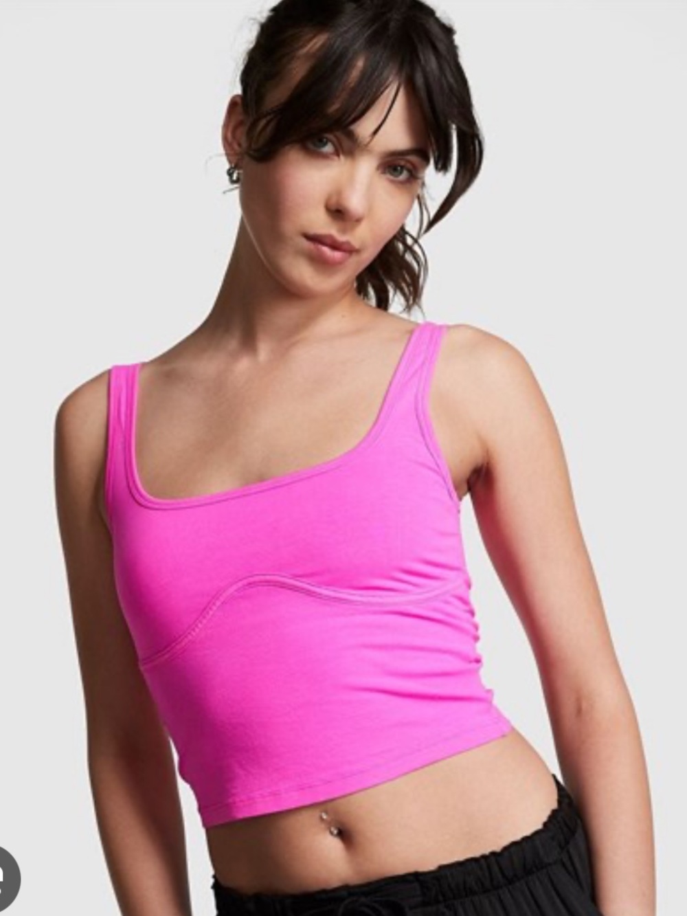 PINK Cotton Tank Top, Hot Pink, XXL